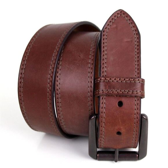 Columbia BROWN GENUINE LEATHER 1 3/8"Wd STITCH CASUAL DRESS MEN'S BELT 36 (G83 - Picture 1 of 15